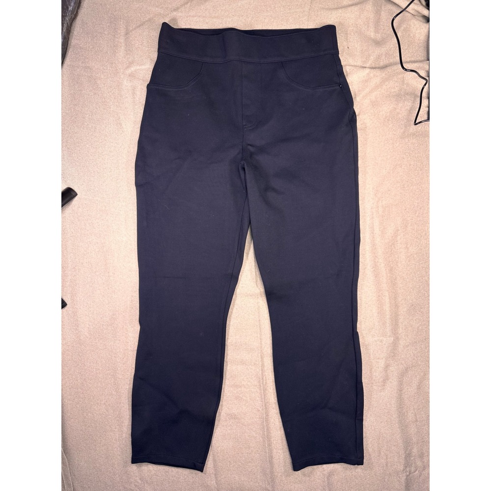 Spanx The Perfect Pant Navy Blue Petite Medium Ponte Pull On Skinny Trousers